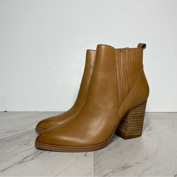 Marc Fisher Alva Brown Leather Heeled Bootie 5 1/2 M - Picture 14 of 14